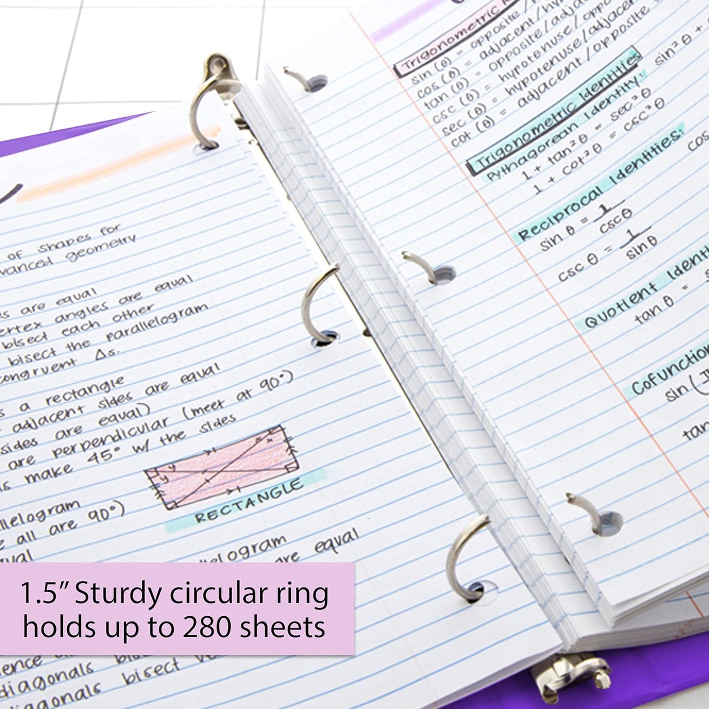 BAZIC Products 3 Ring Binder - Burgundy, Economy View Binder with Clear Overlay Cover and Round Rings, Organizer for School Office Home Use, 1.5-inch Capacity Holds 280 Sheets Paper, 1-Pack