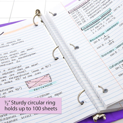 BAZIC Products 3 Ring Binder - Green, Economy View Binder with Clear Overlay Cover and Round Rings, Organizer for School Office Home Use, 0.5-inch Capacity Holds 100 Sheets Paper, 1-Pack