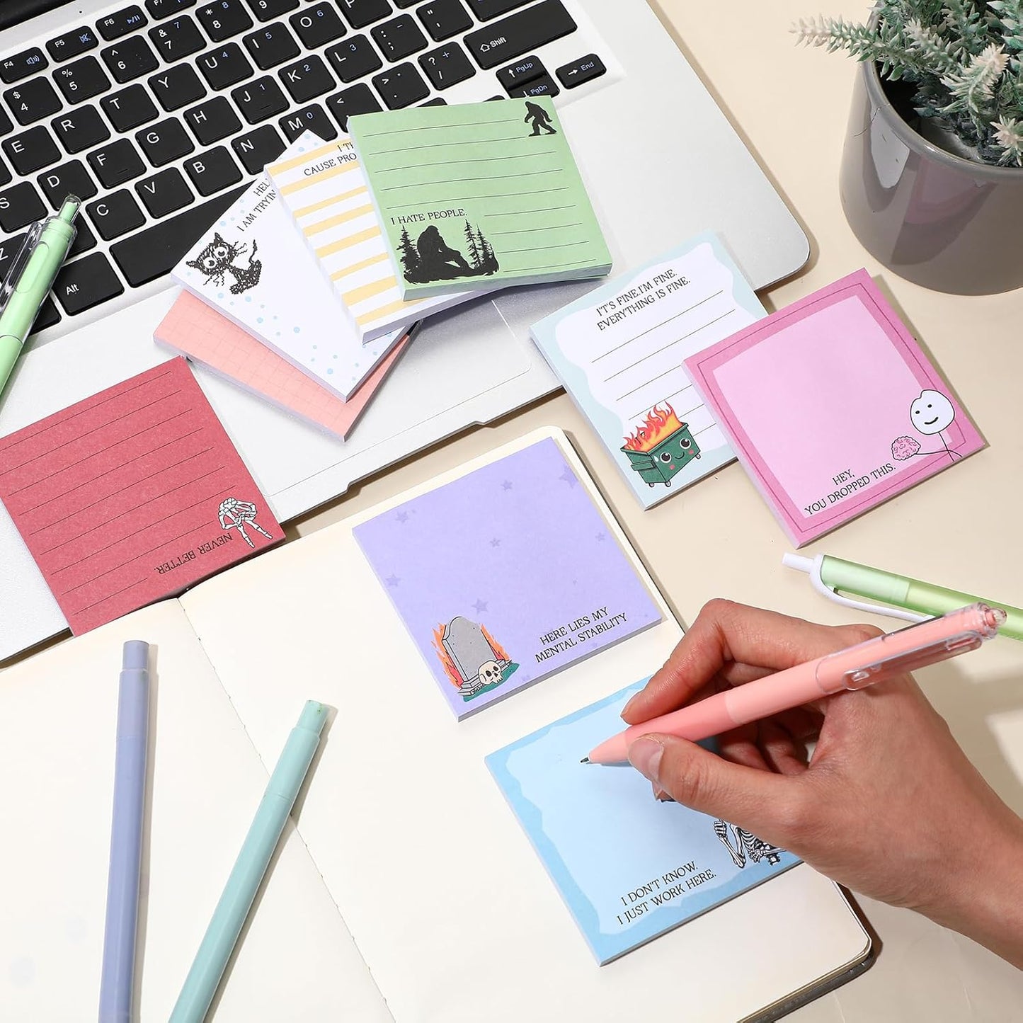 9 Pads Wildflower Sticky Notes 3x3 Inch Cute Self Stick Notepads Notes Adhesive Memo Pad Office Decor Gifts for Students School Teacher Meeting Office Supplies