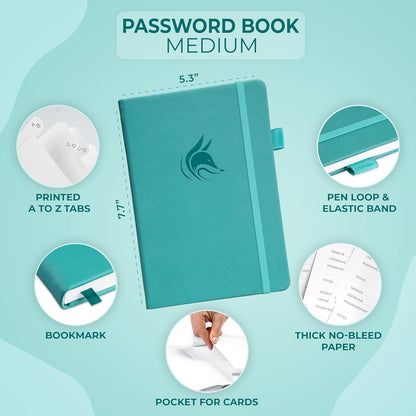 Clever Fox Password Book with alphabetical tabs. Internet Address Organizer Logbook. Small Pocket Password Keeper for Website Logins (Orange)
