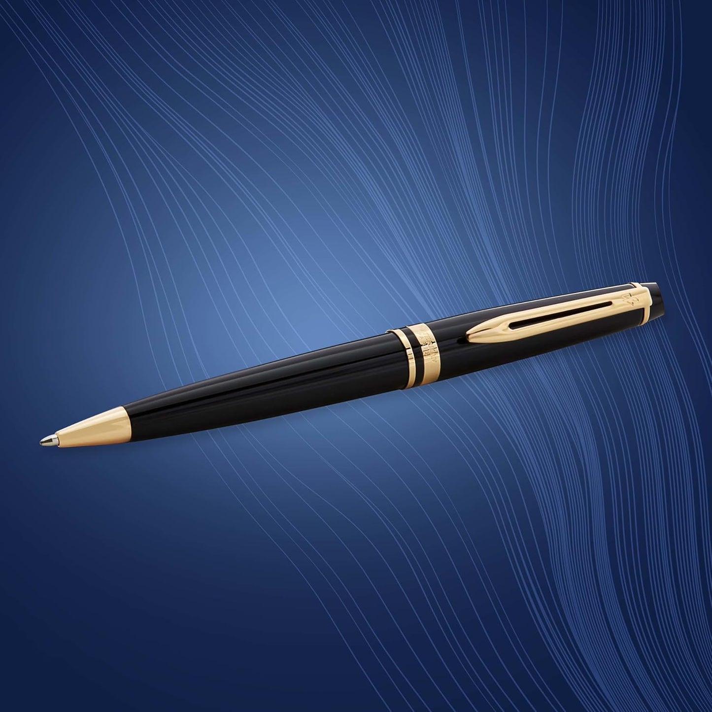 Waterman Expert Ballpoint Pen, Gloss Black with Chrome Trim, Medium Tip, Blue Ink, Luxury Pen in Gift Box - Supreme Writing Comfort, Signature Style, Polished, Professional