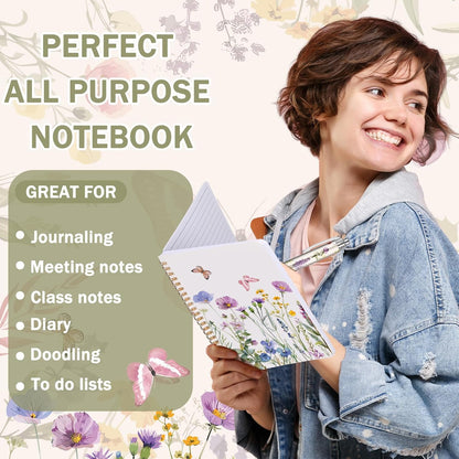 Resurhang 6 Pack A5 Composition Notebook Marble Spiral Notebooks Preppy Cute Aesthetic Hardcover Ruled Composition Books with Ballpoint Pens for School Day Classroom Prize, 5.8 x 8.3 Inch