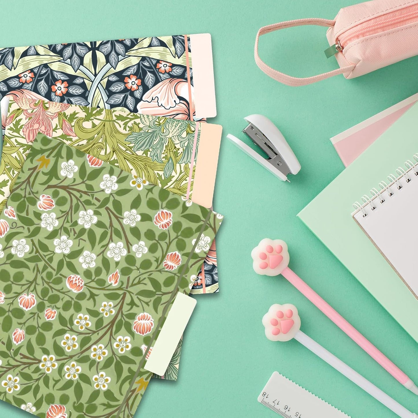 18 Pack William Morris Floral File Folders Decorative File Folders Letter Size(9.5 x 11.5) with 1/3 Cut Tab Fashion Folders for Office, School, Home