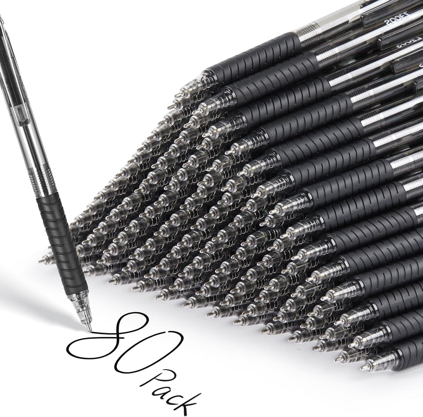 Sooez 80 Pack Pens Bulk, Ballpoint Pens with Soft Grip, Retractable Black Ink Pen, Medium Point 1.0mm for Note-Taking & Journaling, Smooth Writing No Bleed for Nurses Servers Teachers School Office