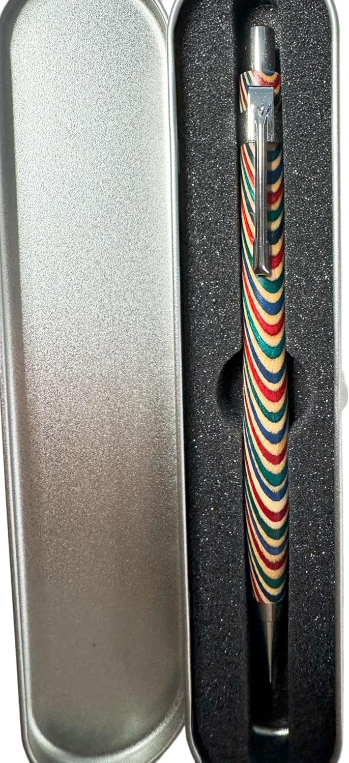 Spiral Grain Wooden Mechanical Pencils -Unique Colors Airplane Aluminum Core Artist's Drawing Pencil Comes with Gift Box (Walnut)