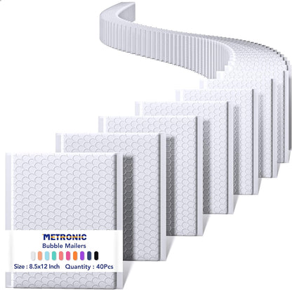 Metronic Bubble Mailers 8.5x12" 40 Pack Black Padded Envelopes Usable Size 8.5 x 11" Strong Adhesion Bubble Envelopes Medium Mailing Envelopes Bubble Padded for Small Business Shipping Books Clothes