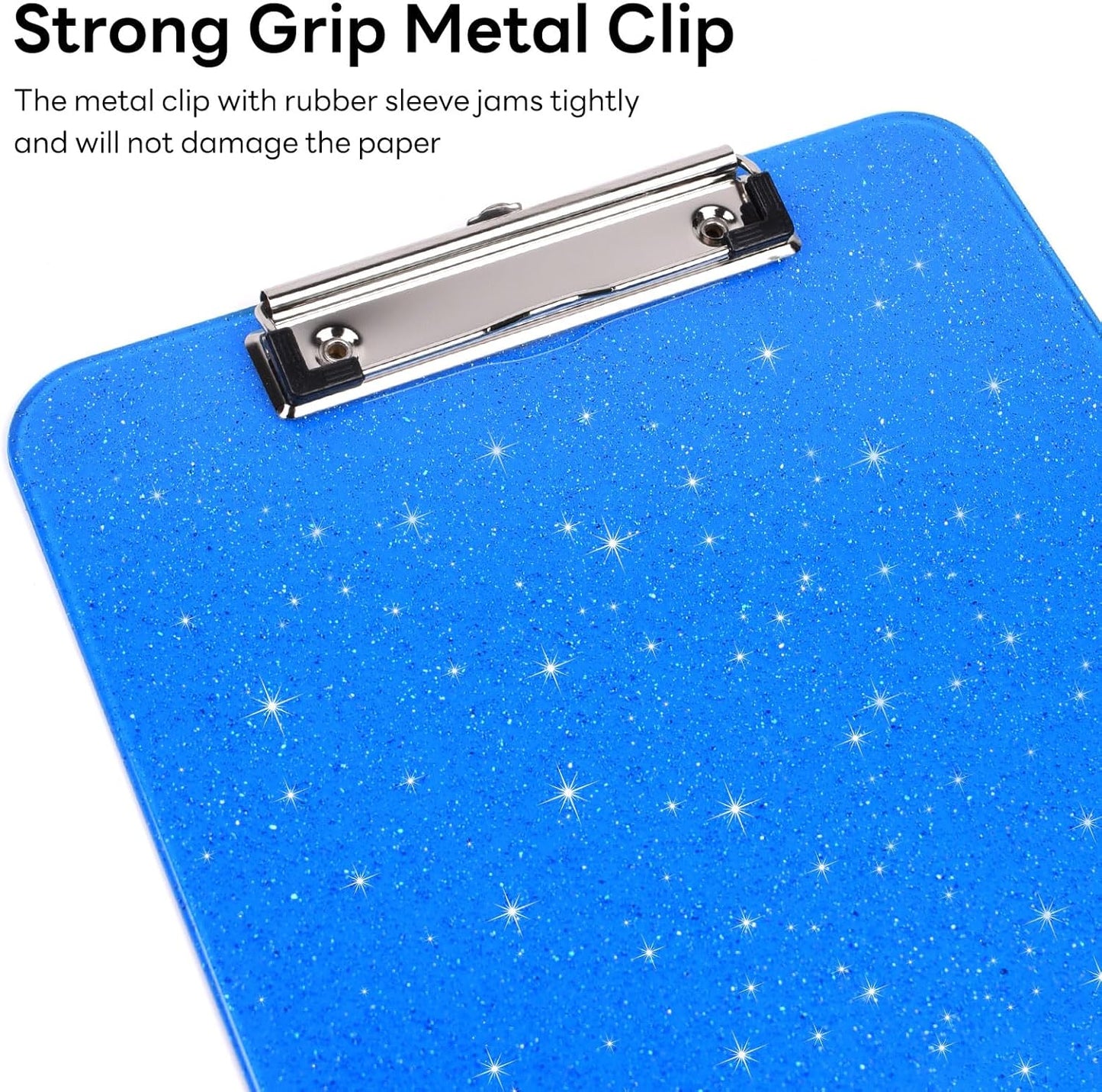 A4 Plastic Glitter Clipboard, Sparkly Pink 12.5 x 9 Letter Size for Classroom, Students, Teacher, Nurse, 8.5 x 11 Clip Board with Low Profile Clip, Office & School Supplies