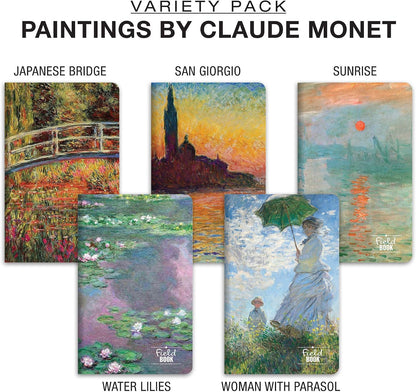 Elan Publishing Company Field Notebook - 3.5"x5.5" - MONET Patterns - Lined Memo Book - Pack of 5