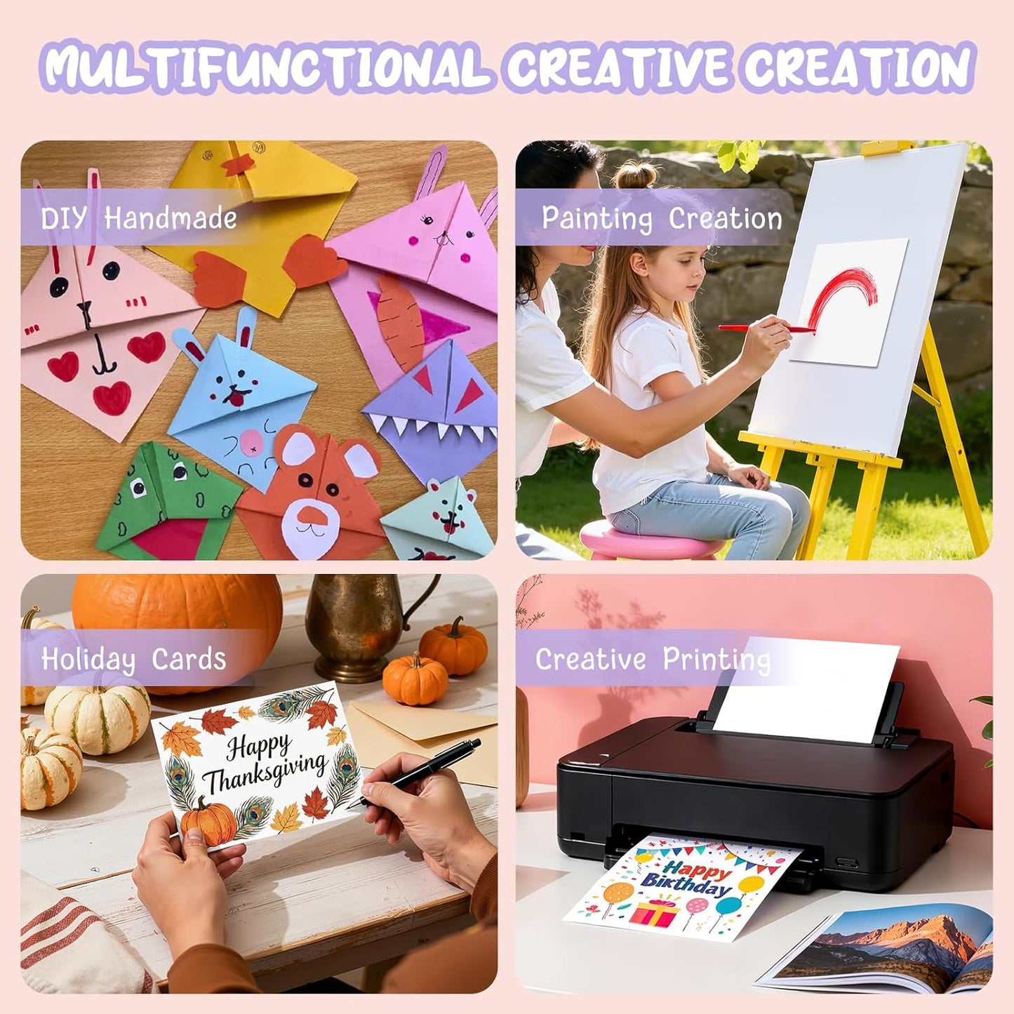 40 Sheets Cream Cardstock Paper 8.5 x 11, Ivory Cardstock Printer Paper 8.5x11, Off White Card Stock Paper 8.5 x 11, 200 GSM Construction Paper for DIY Cards, Greeting Cards, Wedding Invitations