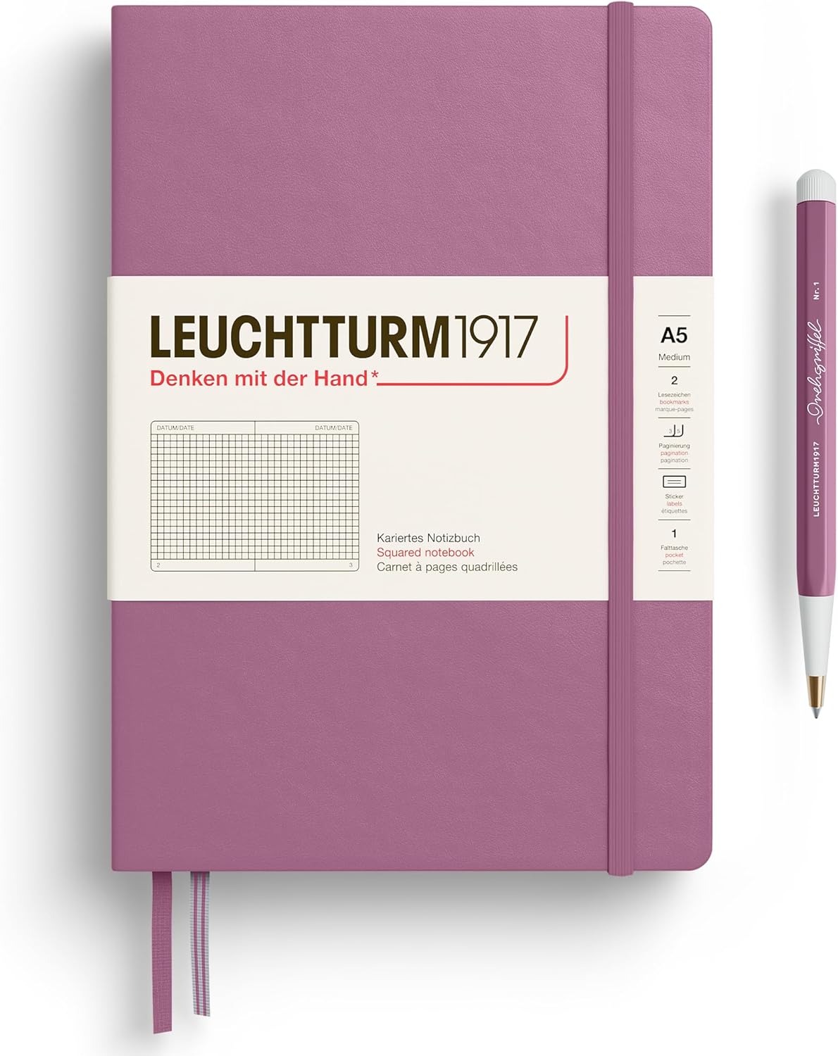 LEUCHTTURM1917 - Notebook Hardcover Medium A5-251 Numbered Pages for Writing and Journaling - Thinking Ahead (Plain Paper, Spice Brown)