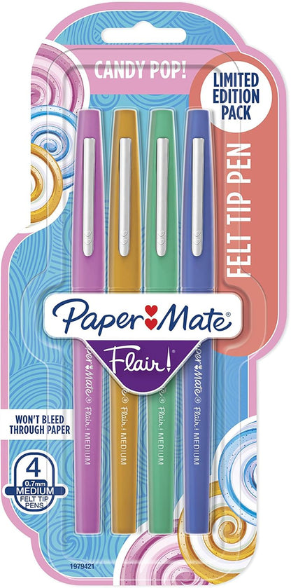 Paper Mate Flair Felt Tip Pens, Medium Point (0.7mm), Limited Edition Candy Pop Pack, 6 Count