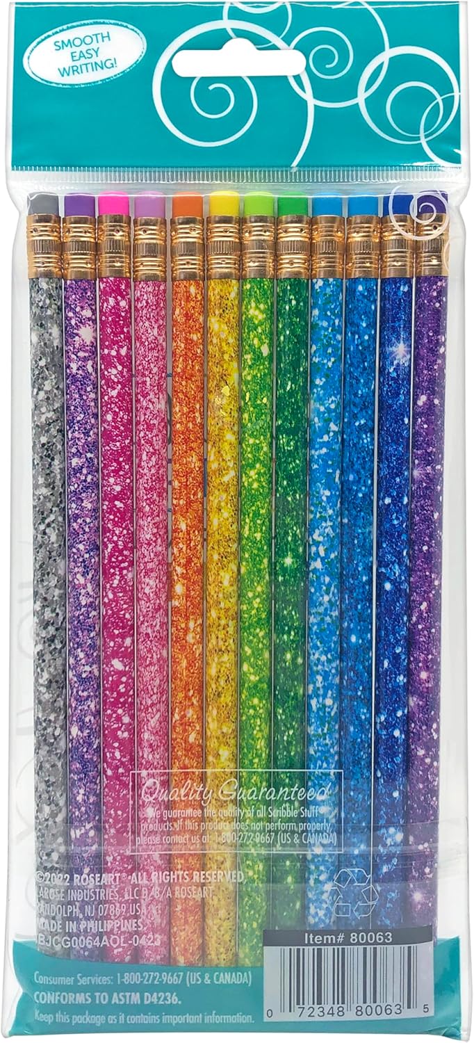 Scribble Stuff Fashion Pencil Pack, Rainbow Swirl Edition, Unsharpened, Back To School Pencils, 12 Count
