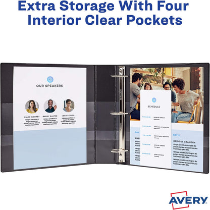Avery TouchGuard Protection 3 Ring Binder, Customizable Cover, 1.5 Inch Slant Rings, 1 White Binder (17142)