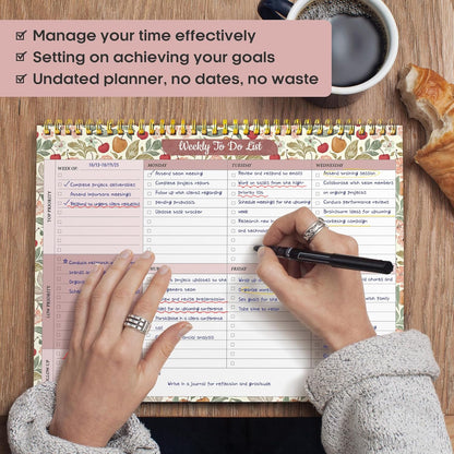 Taja Weekly To Do List Notepad with 52 Undated Sheets（8.5"×11"）- Weekly Desk Planner for Women & Man, Work and Home -1 Pack Violet Dream