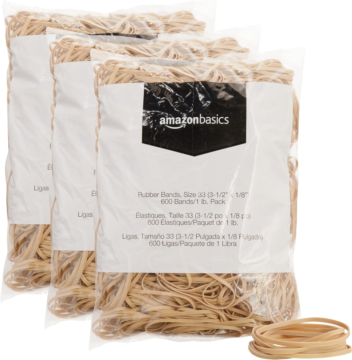 Amazon Basics Assorted Size and Color Rubber Bands, Strong Elastic Stretch Office Supplies, 0.5 lb. Variety Assortment