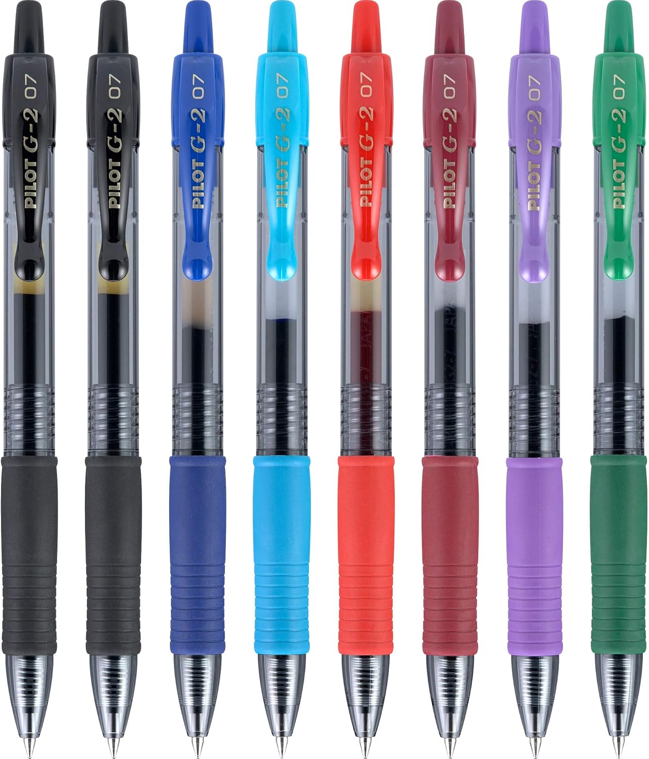 Pilot G2 Premium Refillable And Retractable Gel Ink Pens, Fine Point (0.7mm), 8 Colors, 8 Count (16606)