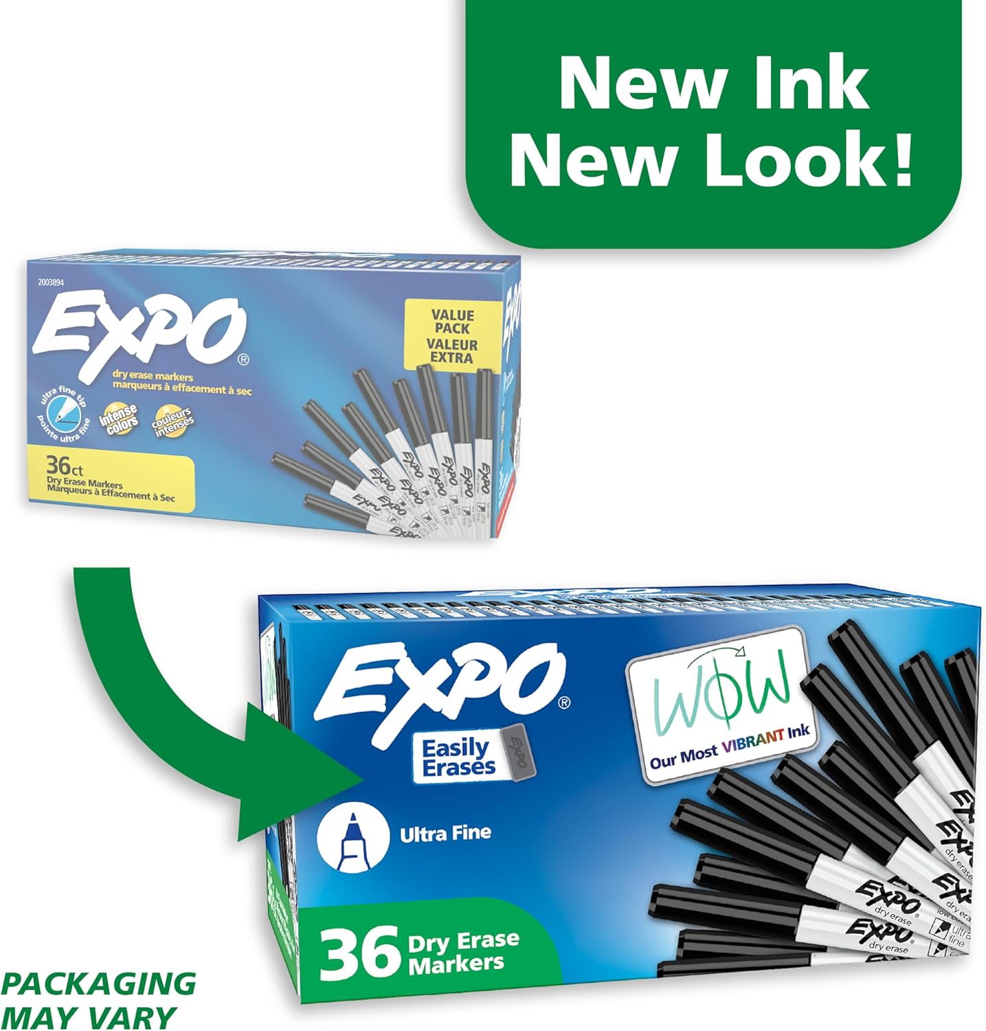 EXPO Dry Erase Markers, Low Odor Ink, Black, Ultra Fine Tip, 4 Count