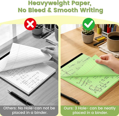 Legal Pads 8.5x11, White Notepads 8.5x11, Wide Ruled Lined with 3 Hole Punch, Loose Leaf Notebook Paper for 3 Ring Binders, 3 Pack, 30 Sheets/Pack, Perforate for School, Office, Home