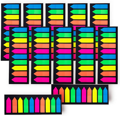 Ericter 1200 Pcs Sticky Tabs Page Markers Sticky Index Tabs, Arrow Flag Tabs - 10 Primary Color Tabs Page Flag Markers Bookmarks Book Tabs for Annotating Books