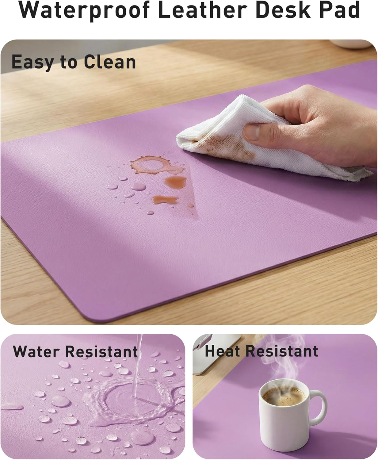 Aothia Leather Desk Pad Protector, Mouse Pad, Office Desk Mat, Non-Slip PU Leather Desk Blotter, Laptop Desk Pad, Waterproof Desk Writing Pad for Office and Home (Black,36" x 17") - Colors A