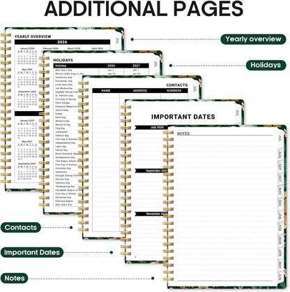 Planner 2026-2027, Academic Year Monthly and Weekly Calendar Planner, Jul 2026 - Jun 2027, Hardcover Teacher Student Planning Agenda book with Tabs, Perfect for School Office Supplies, 6.3" x 8.5" - Wildflowers