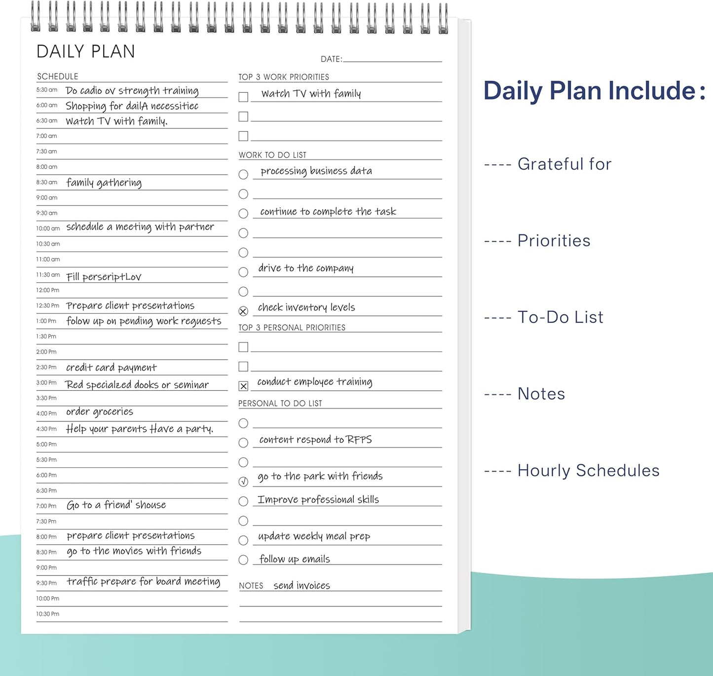 Weekly Planner Notepad,Spiral To Do List Undated Planning Pad, Weekly Organizer for Students, Weekly Agenda for Work & Daily Life, 52 Sheets, 6.5 x 9.8 in (Green)