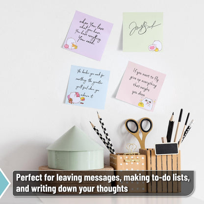 Mr. Pen- Aesthetic Sticky Notes, 3"x3", 8 Pads, 400 Sheets, 4 Designs, Cute Bear Sticky Notes, Self-Stick Note Pads Aesthetic, Perfect for Office, School, Home, Study & Organization