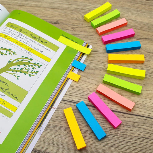 Sticky Notes, 0.6x3 Inch, 1200 Sheets Self-Stick Notes, Easy to Post for School, Office, Notebook, Bright Colors Assorted, 100 Sheets/Pad