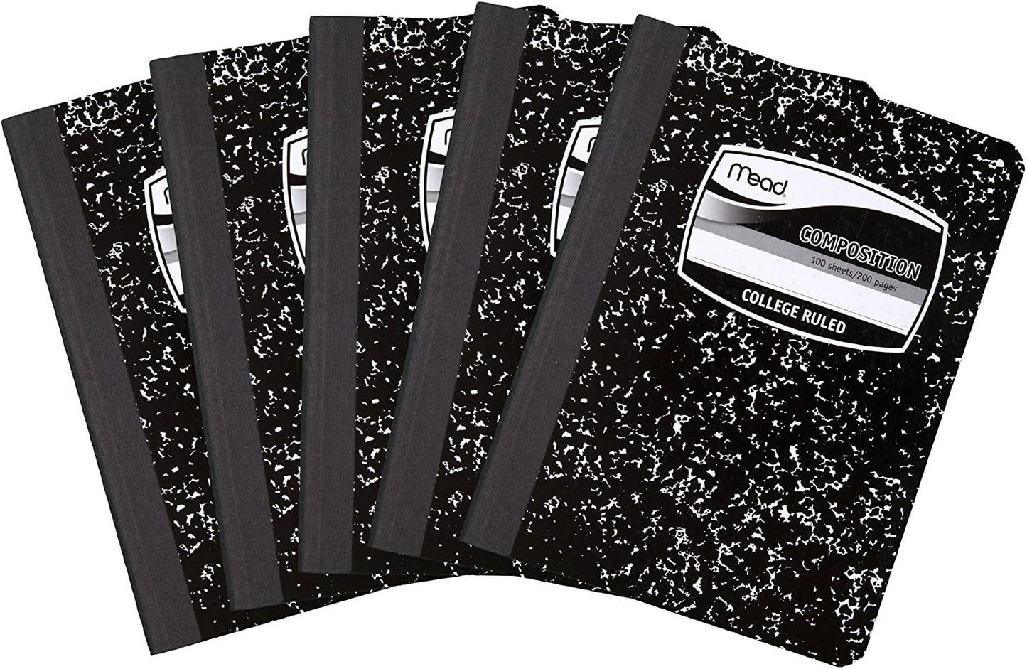 Mead Composition Books/Notebooks, College Ruled Paper, 100 Sheets, 5 Pack (72930)