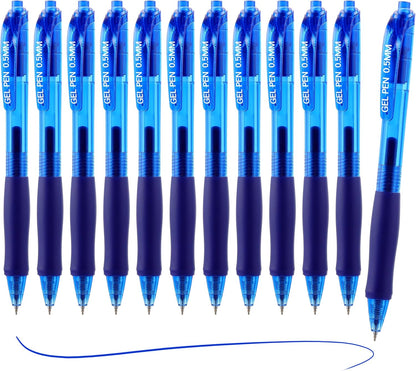 USUAL Gel Pens 0.5 mm,12 Pack Retractable Black Ink Pen Fine Point Rollerball Pens,Quick Dry Smooth Writing,No Bleed for Journaling Note Taking, Home School Office Supplies
