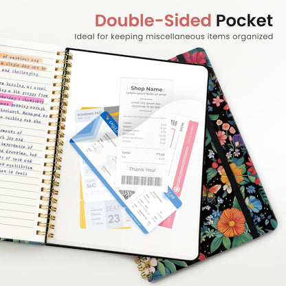 ZOTIA Lined Spiral Journal for Women, A5 Cute Hardcover College Ruled Notebook for Work, School & Note Taking, Aesthetic Writing Journal, 140 Pages (5.8" x 8.3"), Blue Floral