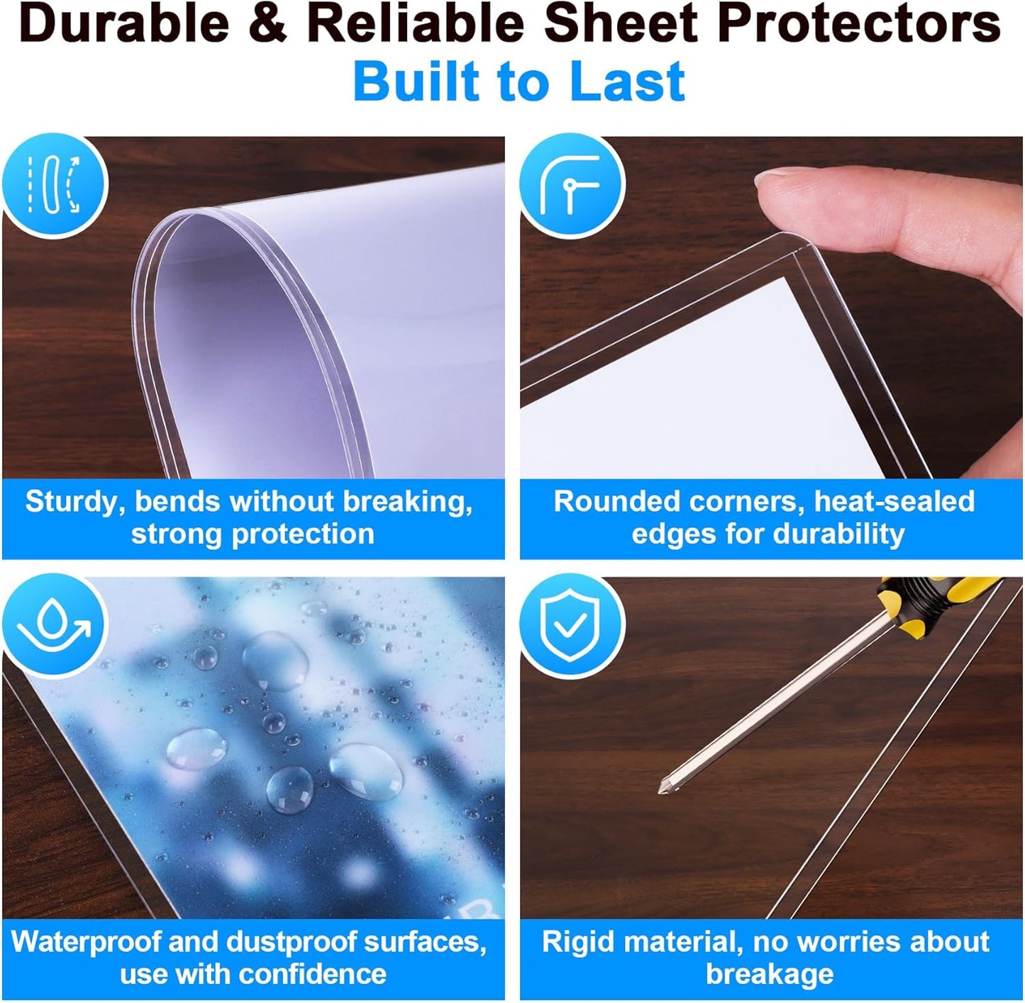 Ndsox 5 Pack 8.5" x 11" Rigid Print Protectors Clear Hard Plastic Sheet Protectors Top Loading for Birth Certificates, Documents, Posters, Photos, Meuns, Heavy Duty No-Hole Plastic Document Sleeves