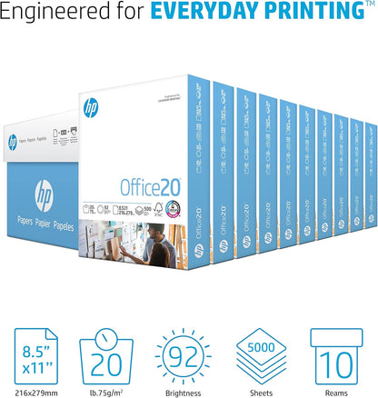 HP Printer Paper | 8.5 x 11 Paper | Office 20 lb | 3 Ream Case - 1500 Sheets | 92 Bright | Made in USA - FSC Certified | 112090C, White