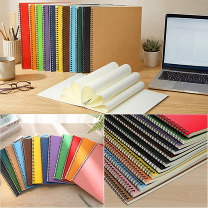 Leelosp 12 Pack Small Spiral Notebook Lined Spiral Journal College Ruled Notebook Wire Bound Kraft Cover, 120 Pages for Work (Multicolor,5.5 x 8.3 Inch)