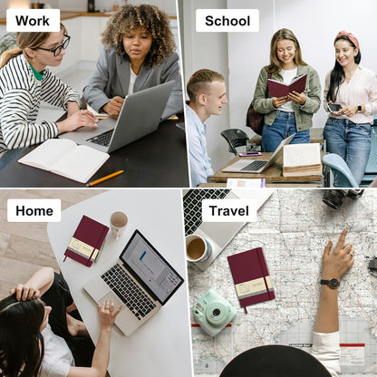 Comix 6 Pack Lined Journal Notebooks for Work, 240 Pages, 5.5"x8.3", Black, Hardcover, A5 Medium College Ruled, Journaling Notebooks for Notes-Taking, Fits for Office School Home
