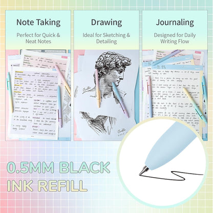 YOXMJDB Gel Pens, 5 Pcs Medium Point Smooth Writing Pens Cute Pens for Women, High-End Series 0.7mm Black Ink Pens for Journaling Note Taking, School Office Supplies (5 Pcs Gradient Morandi)