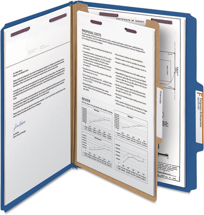 Smead Classification Folder, Letter, 2/5 Right of Center, 1 Divider, Dark Blue, 10 Per Box (13732) (Pack of 1)