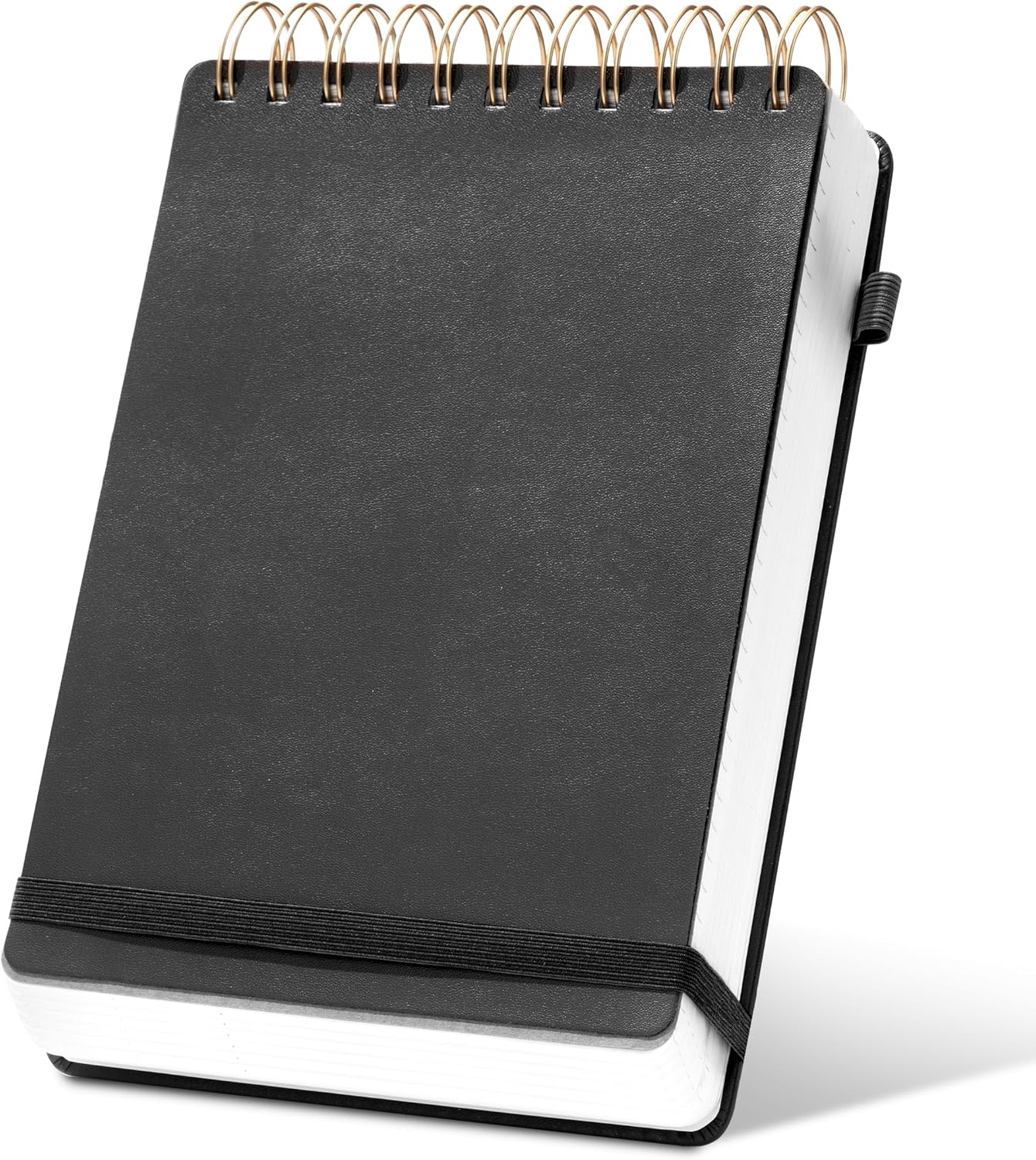 Yoment Small Notebooks 3x5 Leather Pocket Notepad 150 Pages Mini Top Spiral Notebook, 100 GSM Thick Paper, Memo Note Pads for Work School Nursing, Brown