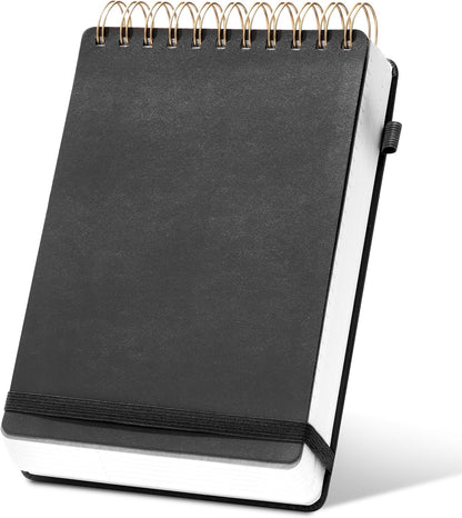 Yoment Small Notebooks 3x5 Leather Pocket Notepad 150 Pages Mini Top Spiral Notebook, 100 GSM Thick Paper, Memo Note Pads for Work School Nursing, Brown
