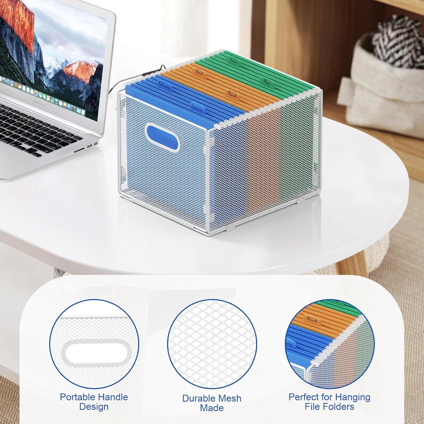 samstar 2 Pack Hanging File Organizer, Mesh File Folder Box Filing Box File Cabinet Organizer Storage Boxes, Letter Size