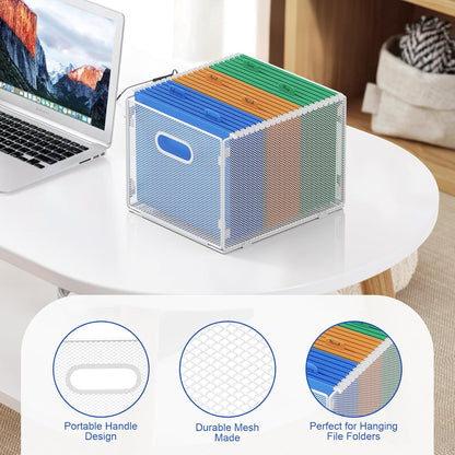 samstar 2 Pack Hanging File Organizer, Mesh File Folder Box Filing Box File Cabinet Organizer Storage Boxes, Letter Size