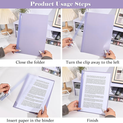 BAYTORY 5Pcs Clear Report Covers with Swing Clip, Plastic Folders for A4 and Letter Size Paper, Clear Front Presentation Binder for School Business, 40 Sheets Capacity/Pack (Blue)