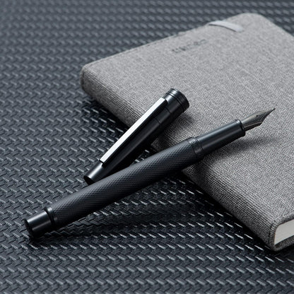 Hongdian Matte Black Forest Rollerball Pen with Schmidt Black Ink Refill, Classic Design with Metal Case for Business Signature