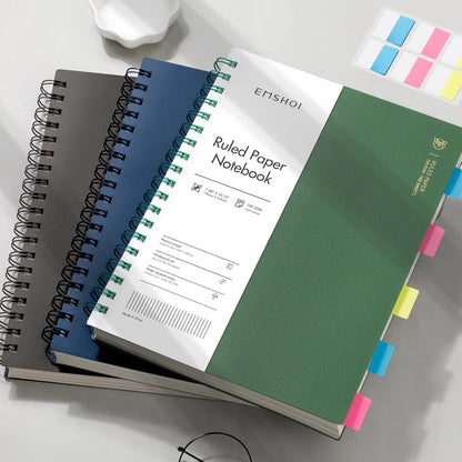 EMSHOI A5 Spiral Notebook College Ruled Lined Journal, Small 5.7" X 8.22", 300 Pages/150 Sheets, 100gsm Thick Paper, Waterproof Hardcover, for Office School Women Men Work Writing Notes, Blue