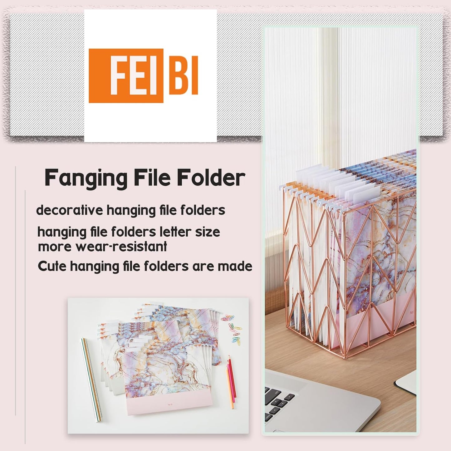 6 Pack Hanging Folder File Cabinet Organizer Letter Size 1/5 Cut Adjustable Label Decoration Home Office School Classroom, Green