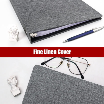 Vienrose 3 Ring Binder 1 Inch Round Rings with Linen Fabric Cover, Fits 8.5 x 11 Inch Paper, Durable Organizer for School, Office, Home, Recipes, Grey