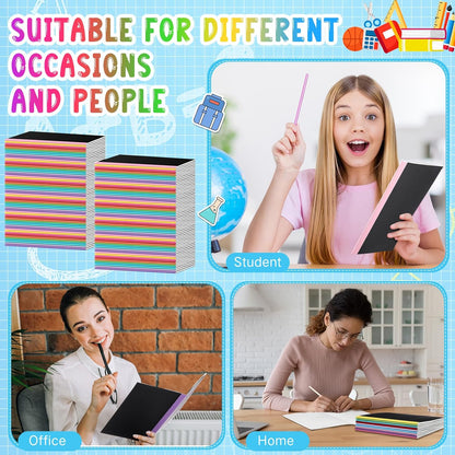 Handepo 100 Pack A5 Composition Notebooks 72 Pages/36 Sheets Ruled Lined Composition Kraft Notebooks Bulk Soft Cover Journals Travel Memo for Students Classroom Office Supplies(a5, Colourful)