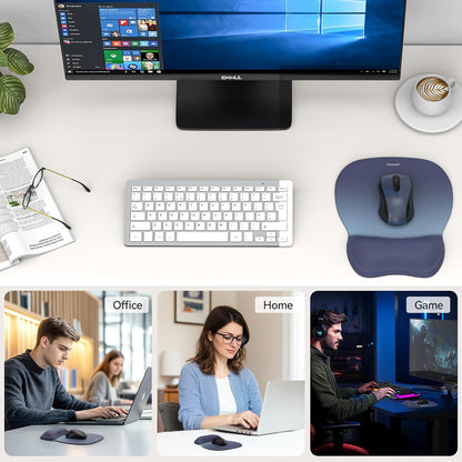TECKNET Mouse Pad with Wrist Support, Ergonomic Gaming Mouse Pad Pain Relief, Portable Comfortable Mousepad for Computer, Laptop, Office, Home and Travel, Non-Slip Base, Waterproof Surface, Black
