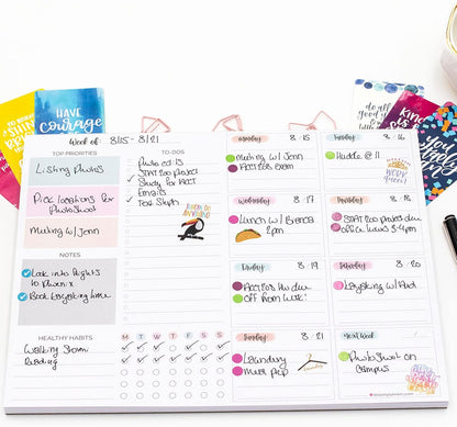 bloom daily planners Horizontal Weekly Tear-Off To Do List Planning Pad - Undated Notepad Organizer & Healthy Habit Tracker - 8.5” x 11” - Floral
