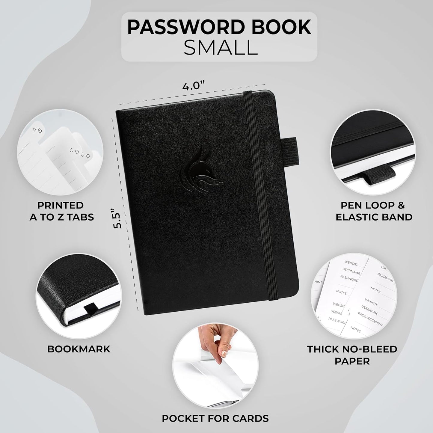 Clever Fox Password Book with alphabetical tabs. Internet Address Organizer Logbook. Small Pocket Password Keeper for Website Logins (Orange)